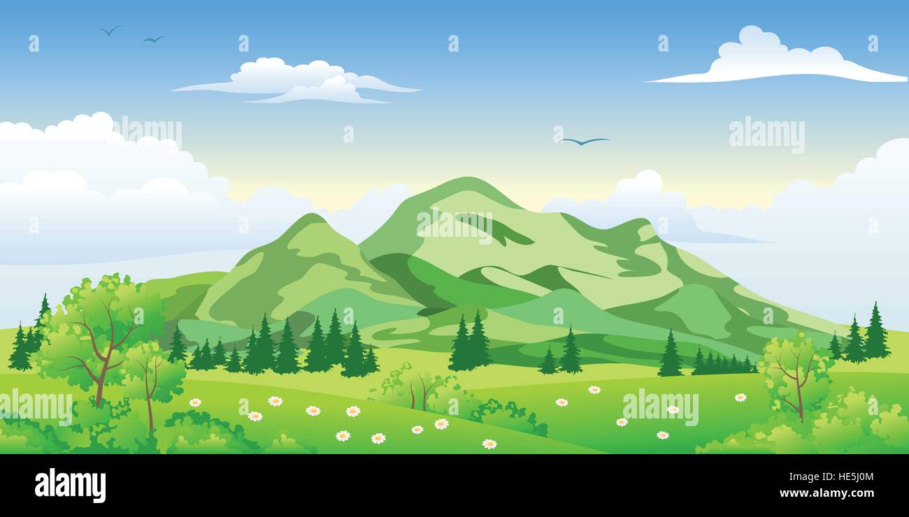 Summer landscape with trees Stock Vector Image & Art - Alamy