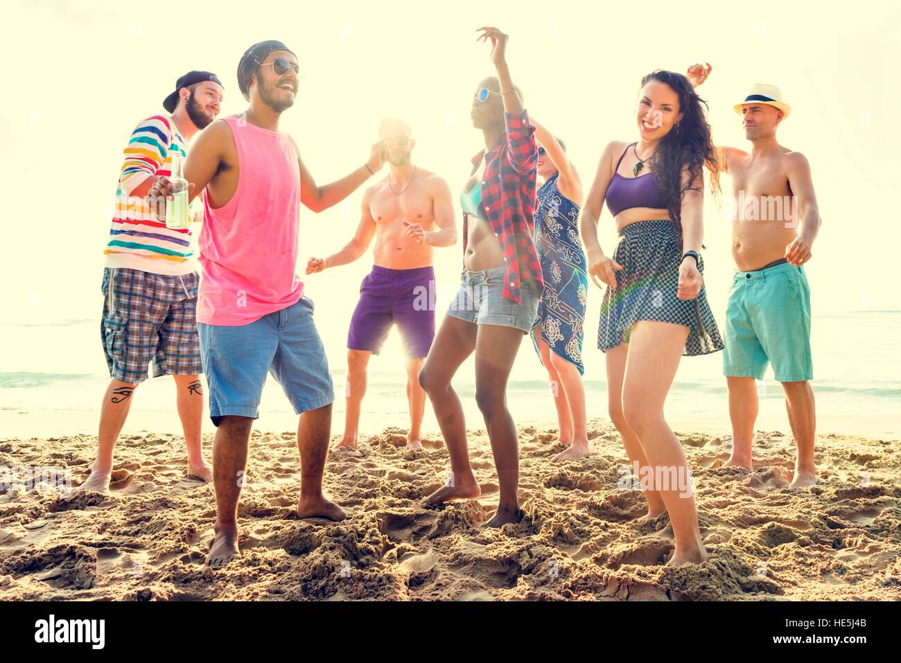 Diverse Young People Fun Beach Concept Stock Photo - Alamy