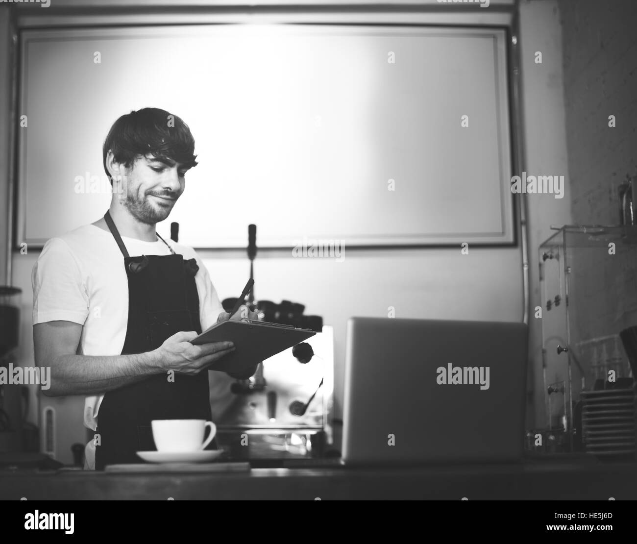 Barista Cafe Apron Cafe Coffee Restaurant Service Concept Stock Photo