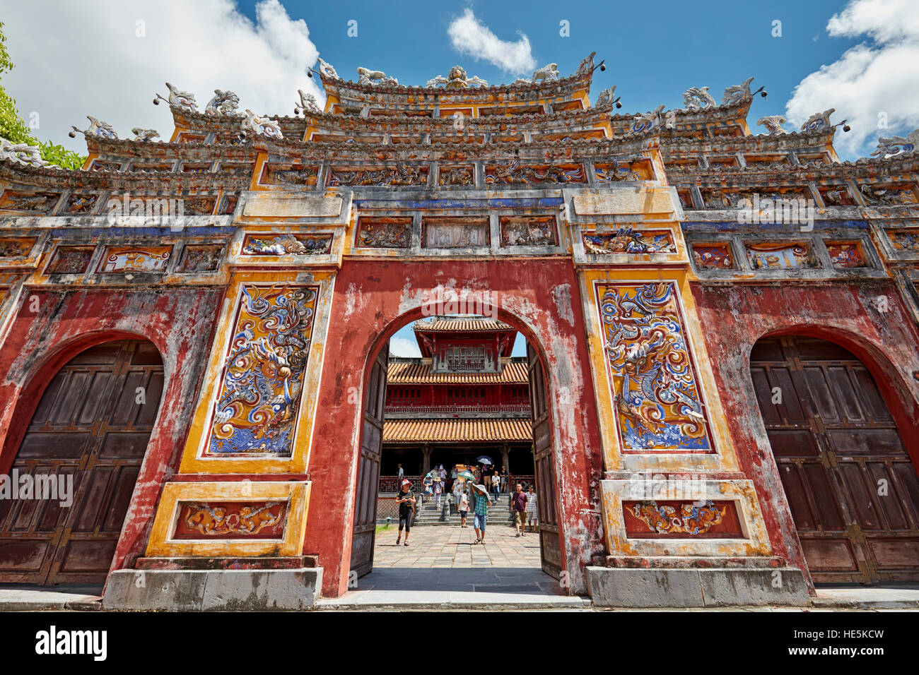 Entrance gate to The To Mieu Temple Compound. Imperial City (The Citadel), Hue, Vietnam. Stock Photo