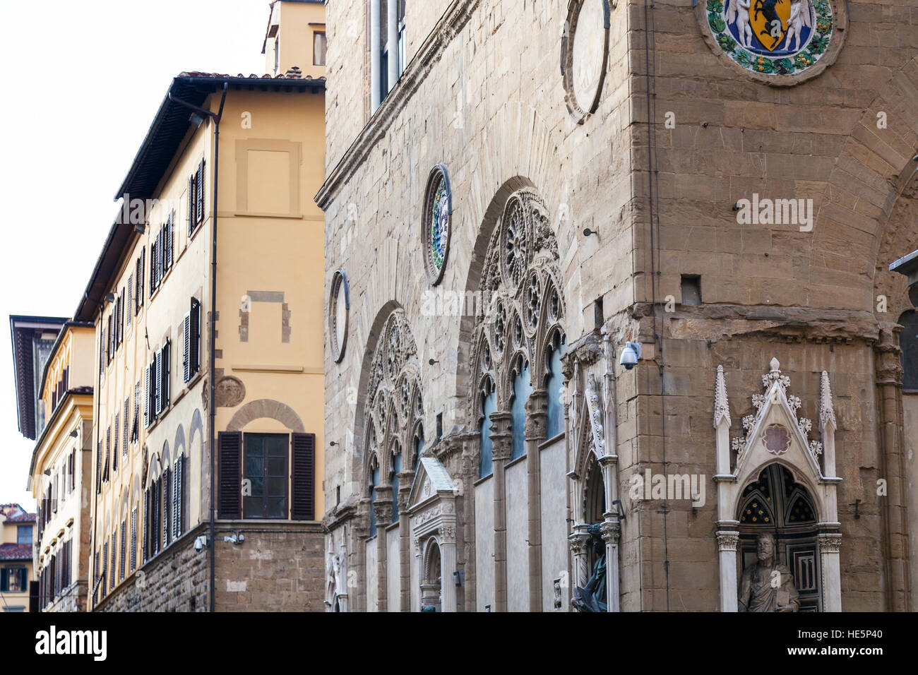 travel to Italy - Orsanmichele church on street of Florence city Stock Photo