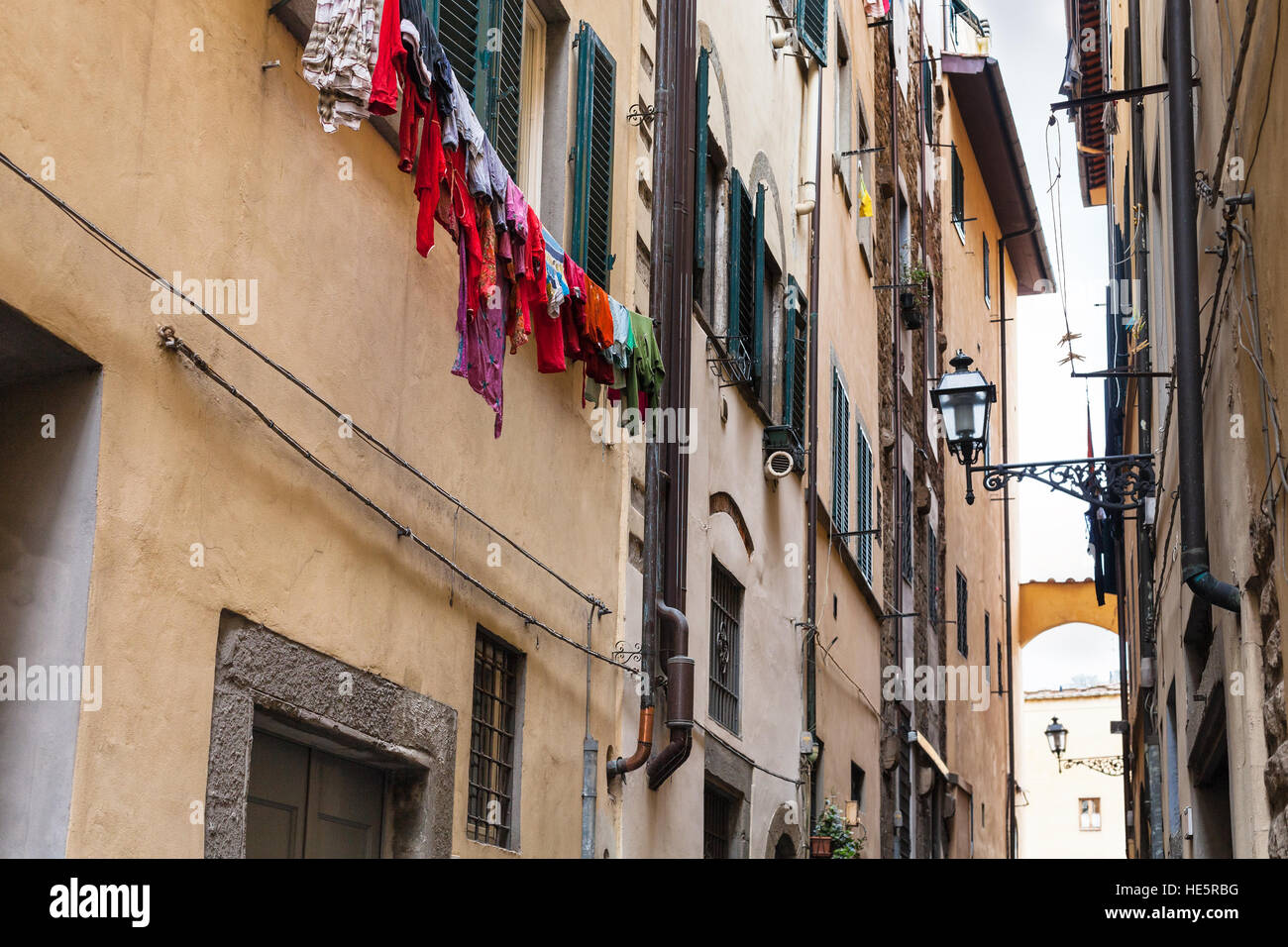 travel to Italy old apartment houses on street in historic center of