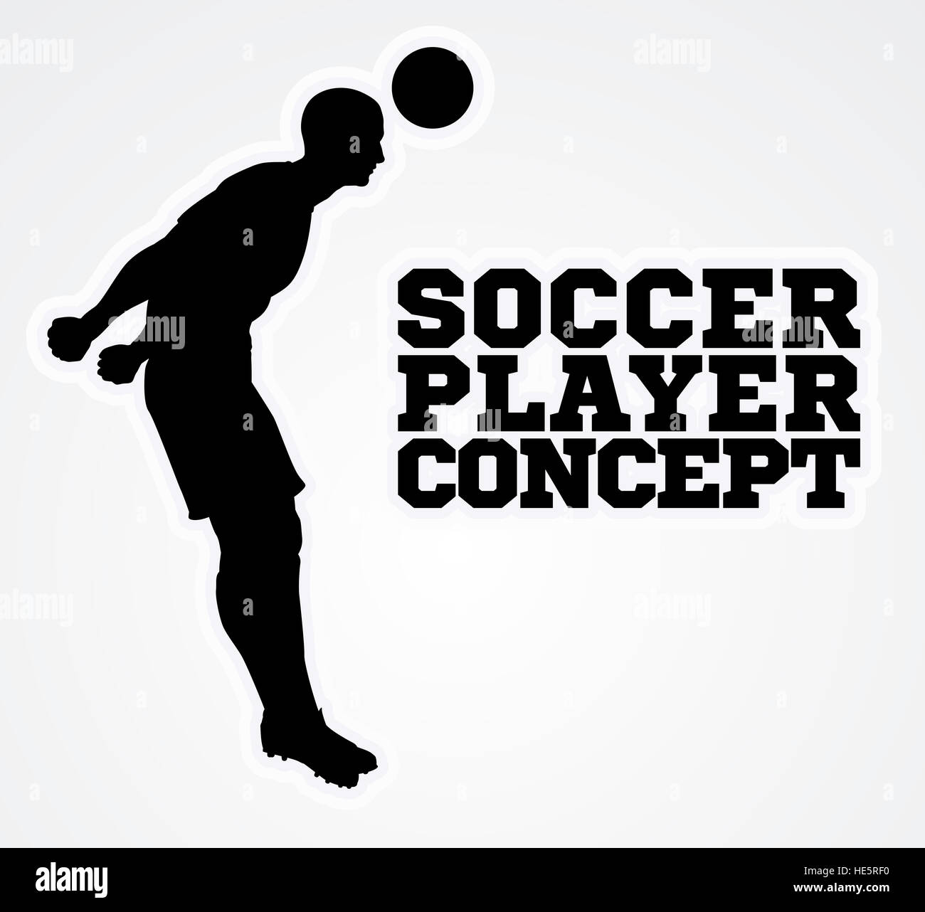 A stylised illustration of a soccer football player in silhouette doing a header Stock Photo