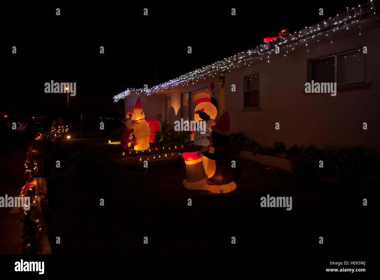 Homes decorated for Christmas on Morse Drive community, Pacific Grove