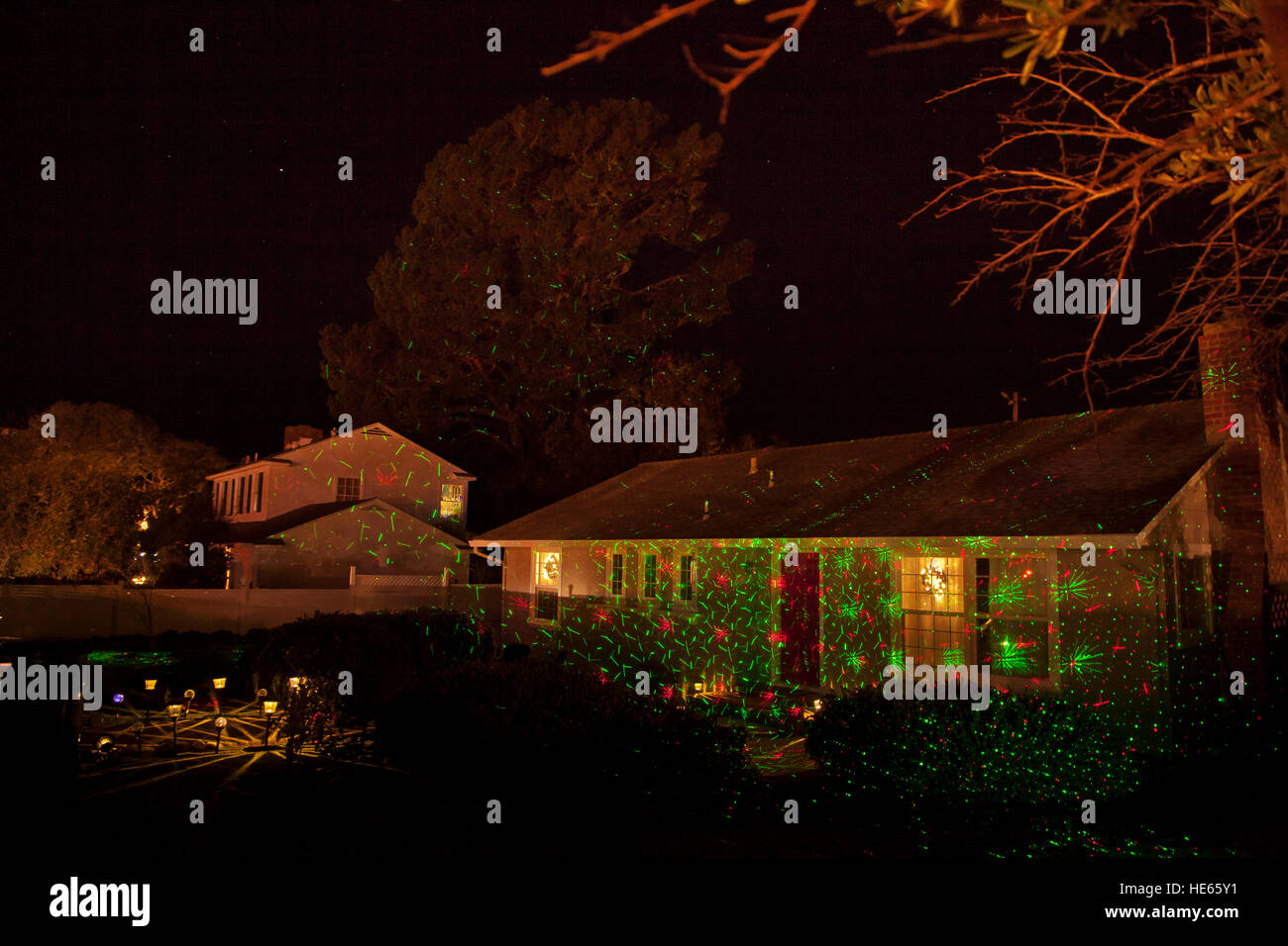 Homes decorated for Christmas on Morse Drive community, Pacific Grove