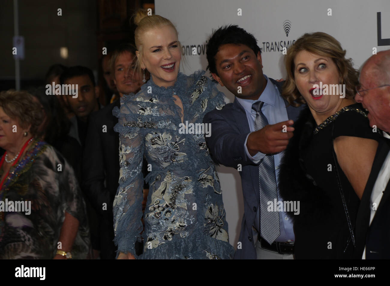 Sydney, Australia. 19 December 2016. Pictured: Nicole Kidman and Saroo Brierley. The cast and crew of LION arrived on the red carpet for the Australian premiere at the State Theatre in Sydney.  The highly anticipated film comes from the producers of The King’s Speech and is based on the incredible true story of Saroo Brierley. Saroo is portrayed by Dev Patel in the film and his parents John and Sue Brierley are played by Nicole Kidman and David Wenham – the Brierley family will join the cast on the red carpet. Credit: © Richard Milnes/Alamy Live News Stock Photo