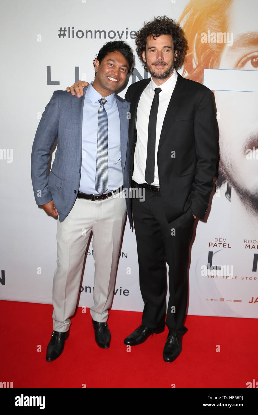 Sydney, Australia. 19 December 2016. Pictured: Saroo Brierley and Garth Davis. The cast and crew of LION arrived on the red carpet for the Australian premiere at the State Theatre in Sydney.  The highly anticipated film comes from the producers of The King’s Speech and is based on the incredible true story of Saroo Brierley. Saroo is portrayed by Dev Patel in the film and his parents John and Sue Brierley are played by Nicole Kidman and David Wenham – the Brierley family will join the cast on the red carpet. Credit: © Richard Milnes/Alamy Live News Stock Photo