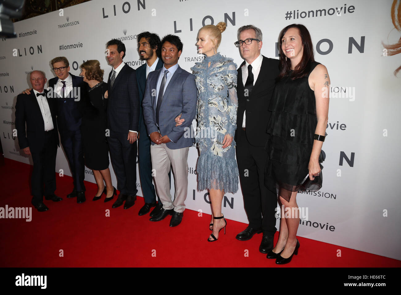 Sydney, Australia. 19 December 2016. The cast and crew of LION arrived on the red carpet for the Australian premiere at the State Theatre in Sydney.  The highly anticipated film comes from the producers of The King’s Speech and is based on the incredible true story of Saroo Brierley. Saroo is portrayed by Dev Patel in the film and his parents John and Sue Brierley are played by Nicole Kidman and David Wenham – the Brierley family will join the cast on the red carpet. Credit: © Richard Milnes/Alamy Live News Stock Photo