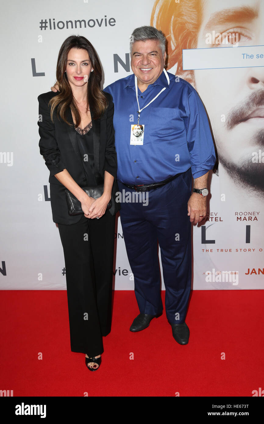 Sydney, Australia. 19 December 2016. Pictured: John Symond with his wife Amber. The cast and crew of LION arrived on the red carpet for the Australian premiere at the State Theatre in Sydney.  The highly anticipated film comes from the producers of The King’s Speech and is based on the incredible true story of Saroo Brierley. Saroo is portrayed by Dev Patel in the film and his parents John and Sue Brierley are played by Nicole Kidman and David Wenham – the Brierley family will join the cast on the red carpet. Credit: © Richard Milnes/Alamy Live News Stock Photo