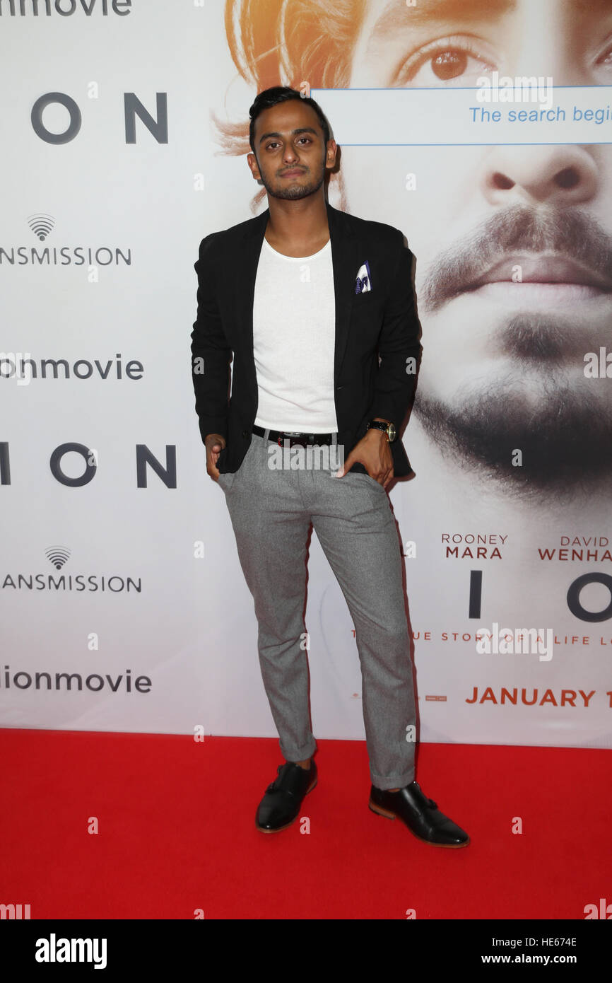 Sydney, Australia. 19 December 2016. The cast and crew of LION arrived on the red carpet for the Australian premiere at the State Theatre in Sydney.  The highly anticipated film comes from the producers of The King’s Speech and is based on the incredible true story of Saroo Brierley. Saroo is portrayed by Dev Patel in the film and his parents John and Sue Brierley are played by Nicole Kidman and David Wenham – the Brierley family will join the cast on the red carpet. Credit: © Richard Milnes/Alamy Live News Stock Photo