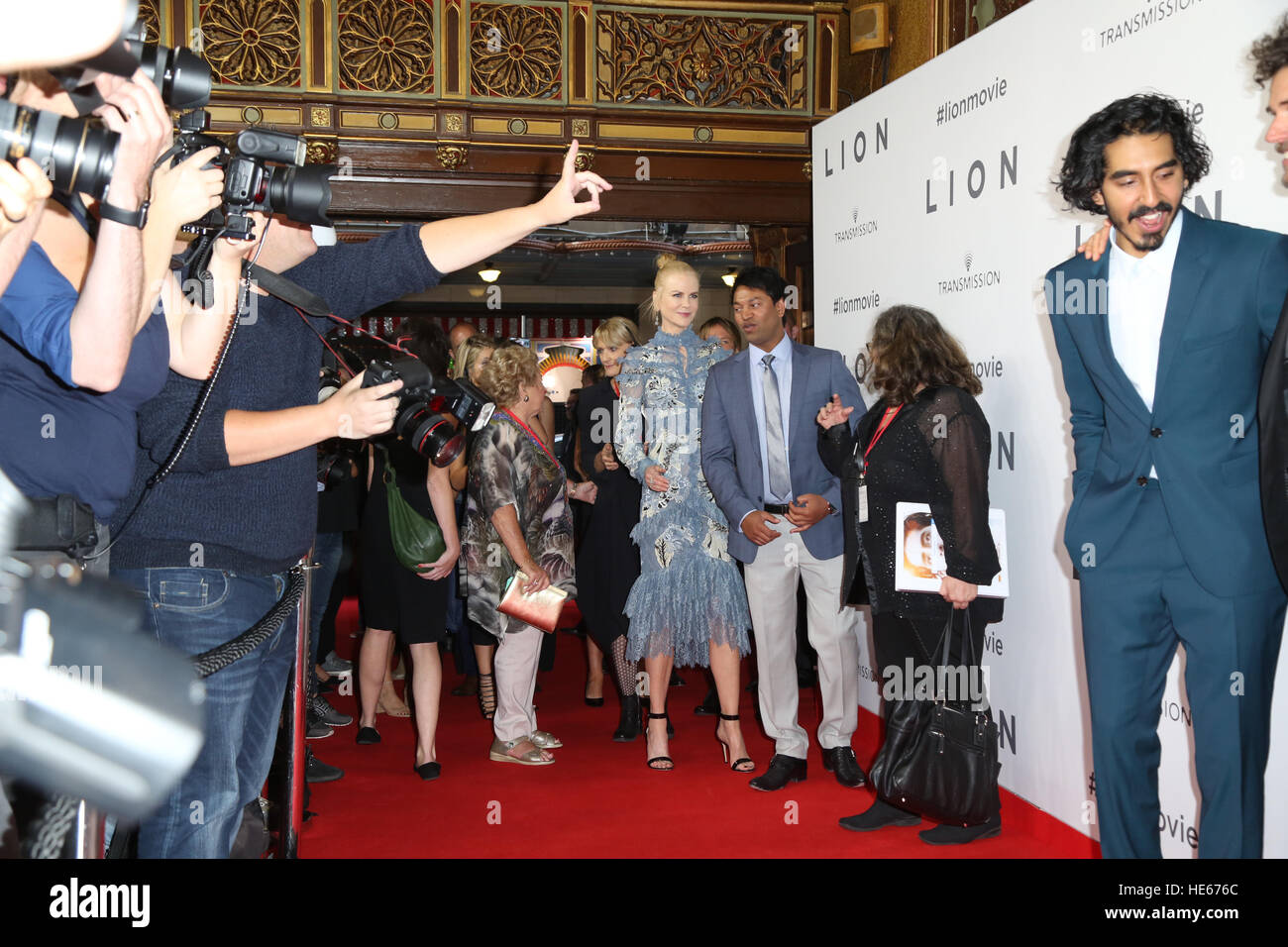 Sydney, Australia. 19 December 2016. The cast and crew of LION arrived on the red carpet for the Australian premiere at the State Theatre in Sydney.  The highly anticipated film comes from the producers of The King’s Speech and is based on the incredible true story of Saroo Brierley. Saroo is portrayed by Dev Patel in the film and his parents John and Sue Brierley are played by Nicole Kidman and David Wenham – the Brierley family will join the cast on the red carpet. Credit: © Richard Milnes/Alamy Live News Stock Photo