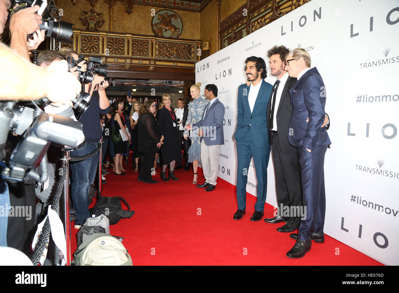 Sydney, Australia. 19 December 2016. The cast and crew of LION arrived on the red carpet for the Australian premiere at the State Theatre in Sydney.  The highly anticipated film comes from the producers of The King’s Speech and is based on the incredible true story of Saroo Brierley. Saroo is portrayed by Dev Patel in the film and his parents John and Sue Brierley are played by Nicole Kidman and David Wenham – the Brierley family will join the cast on the red carpet. Credit: © Richard Milnes/Alamy Live News Stock Photo