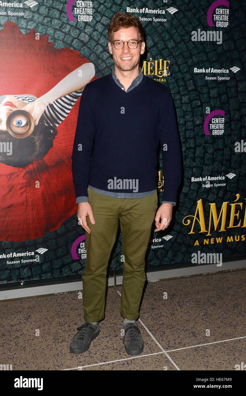 Los Angeles, CA, USA. 16th Dec, 2016. Barrett Foa at arrivals for AMELIE, A NEW MUSICAL Opening Night, Ahmanson Theatre at the Music Center, Los Angeles, CA December 16, 2016. © Priscilla Grant/Everett Collection/Alamy Live News Stock Photo