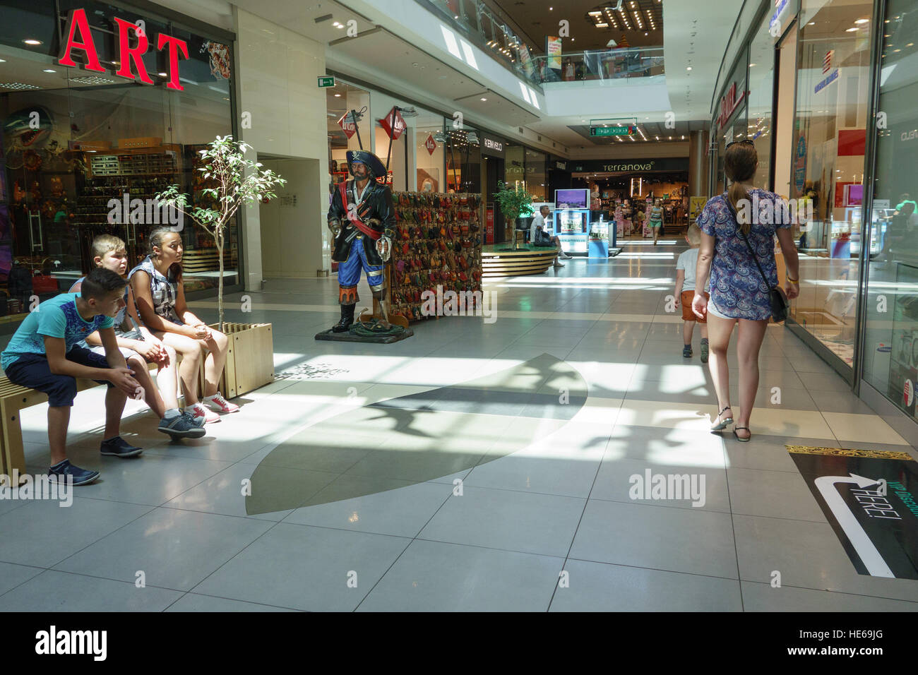 Burgas, Bulgaria - JUNE 23, 2016: Burgas Mall Galleria the largest shopping center in Bulgaria which hundreds of shoppers and tourists visit every day Stock Photo
