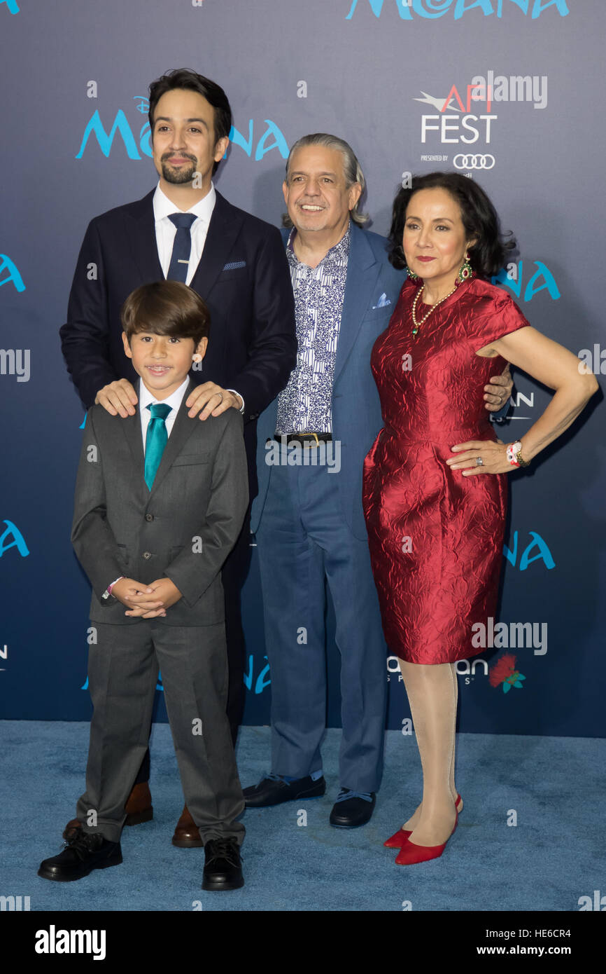 Lin-Manuel Miranda attending the premiere of Disney's 'Moana,' during AFI FEST 2016 presented by Audi, held at the El Capitan Theatre in Hollywood, California.  Featuring: Lin-Manuel Miranda Where: Los Angeles, California, United States When: 14 Nov 2016 Stock Photo