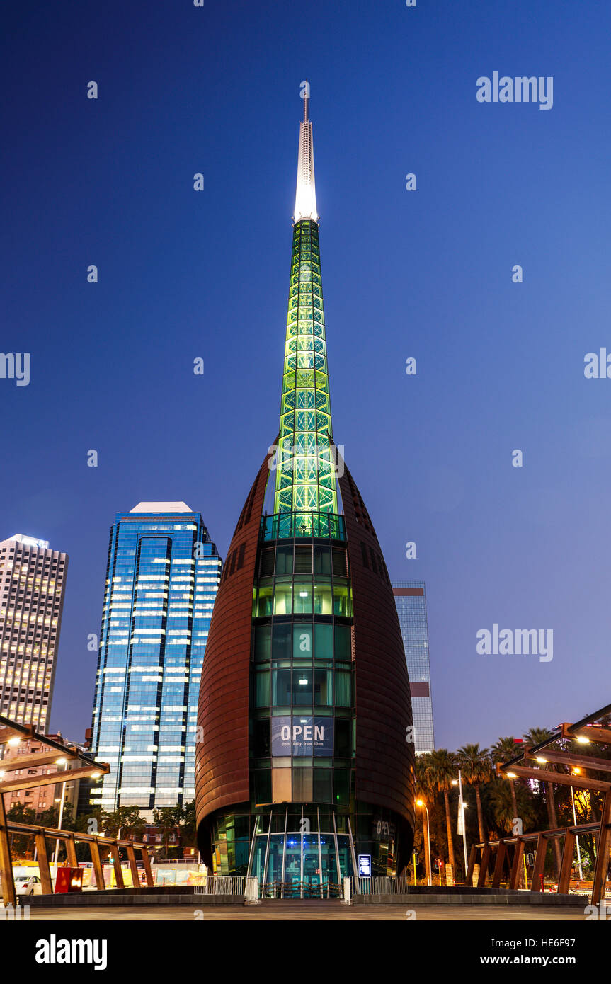 The Bell Towers in Perth, Western Australia during twilight Stock Photo