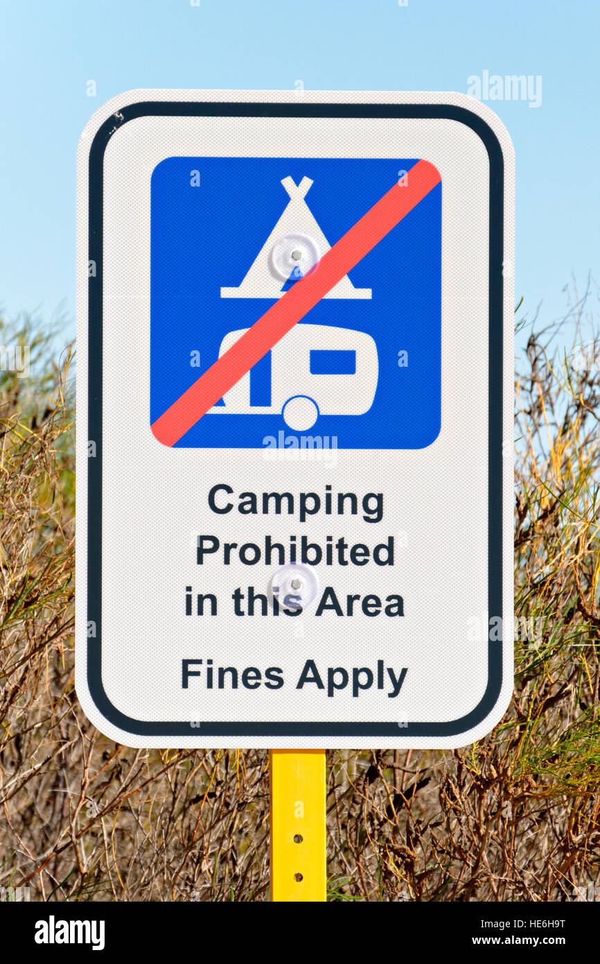 Camping Prohibited Sign, Western Australia Stock Photo Alamy
