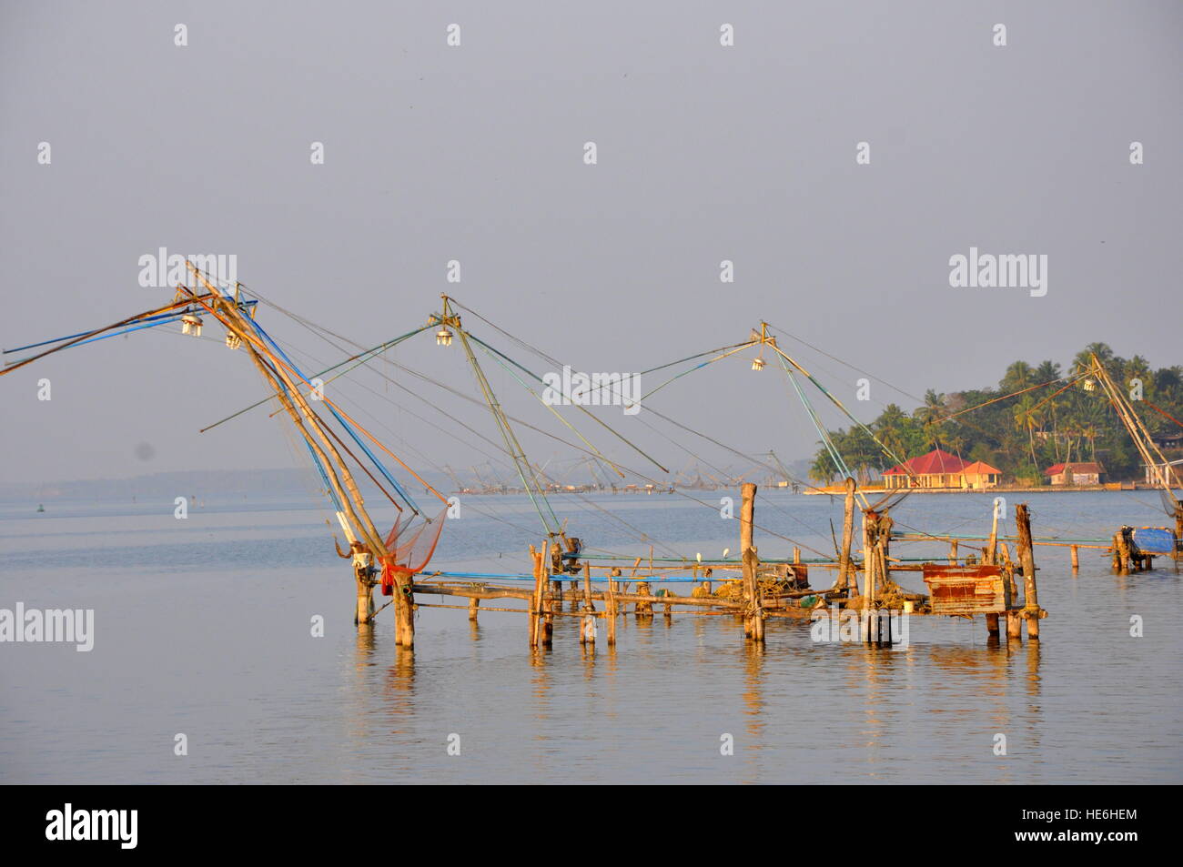 Fishing technique in Kerala India Stock Photo Alamy
