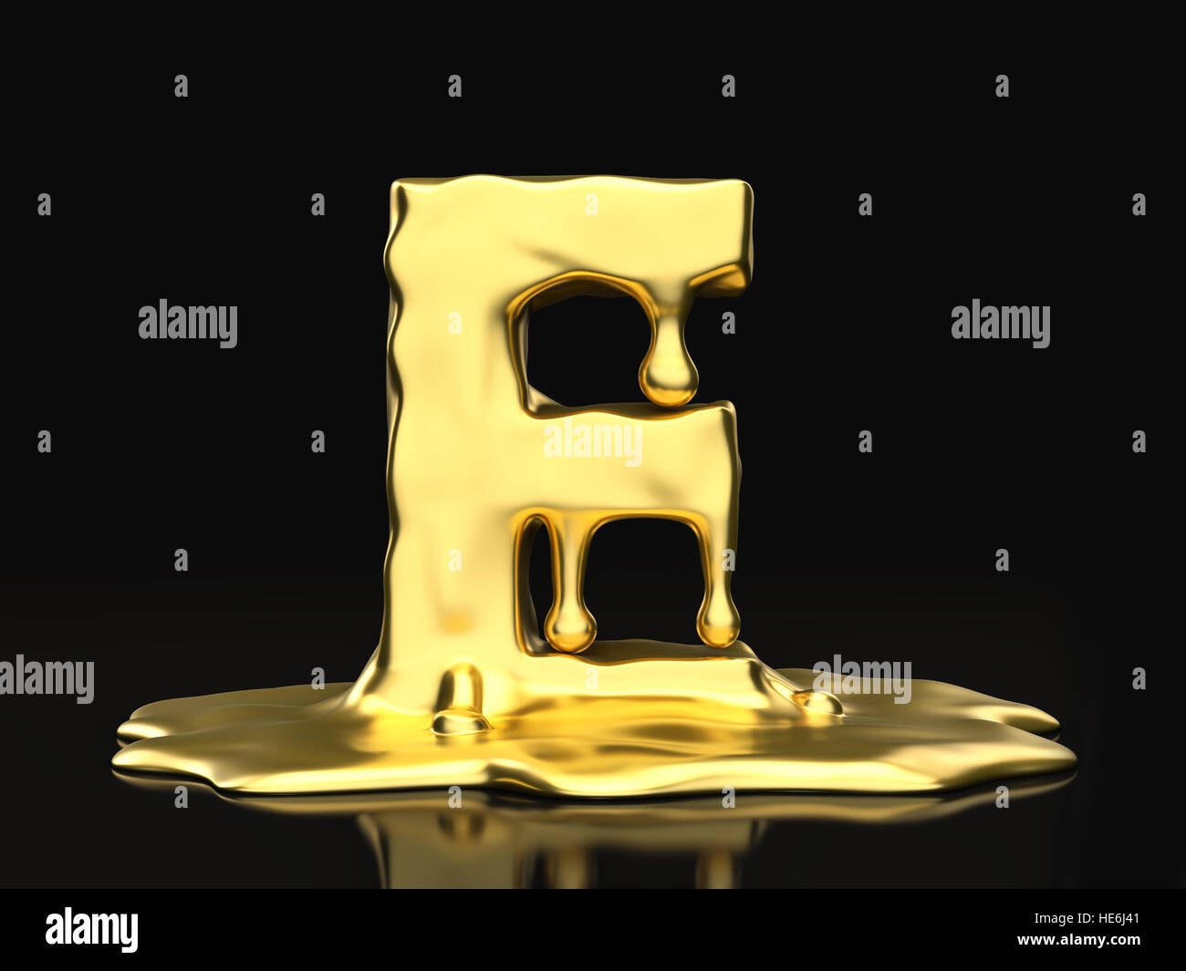 Liquid gold letter E on a black background. 3D illustration Stock Photo -  Alamy