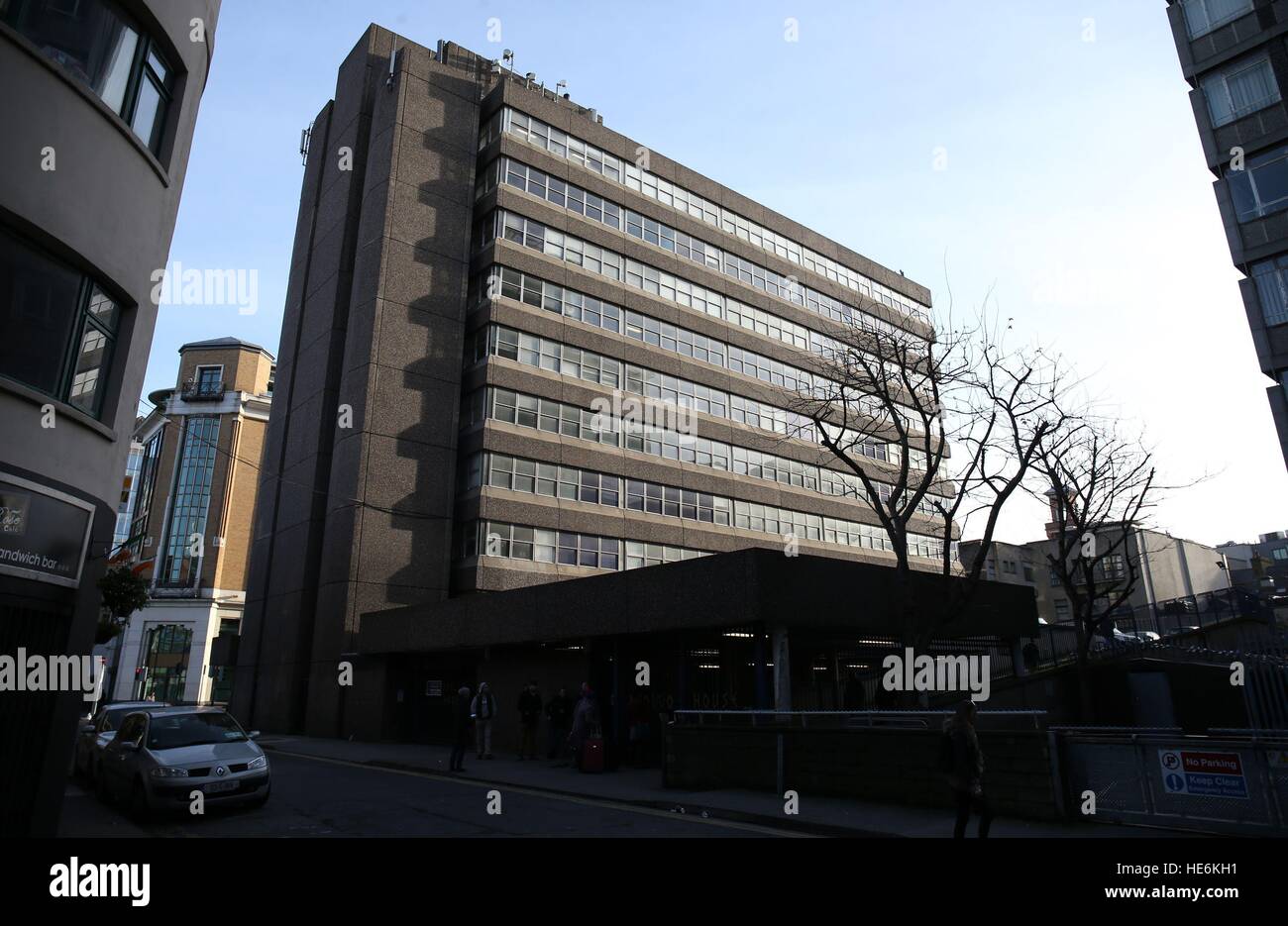 A general view of Apollo House, a vacant office block in Dublin city centre which has been occupied by the Homeless activist group 'Home Sweet Home'. Stock Photo