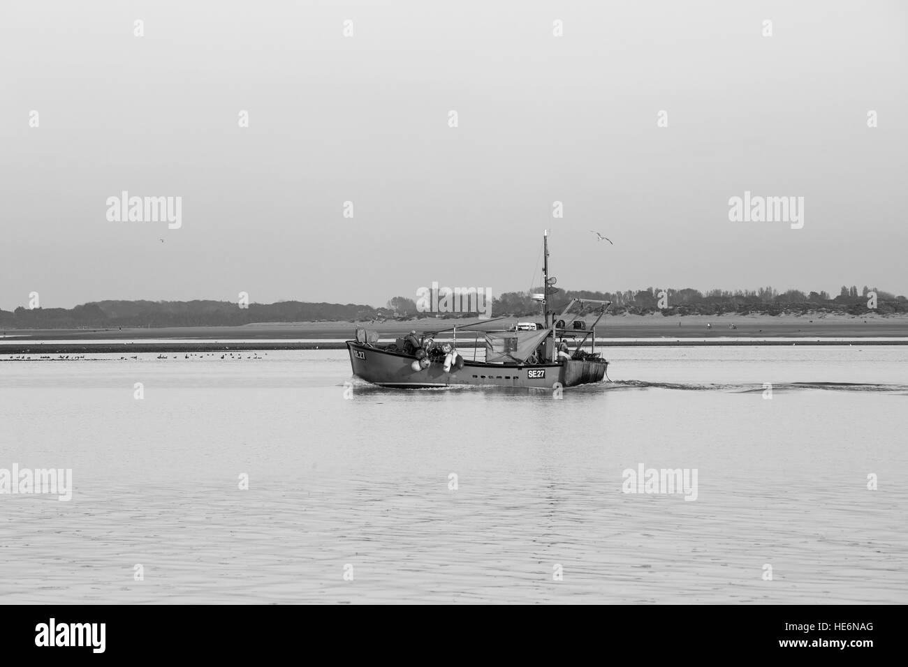 Trawler fishing boat Black and White Stock Photos & Images - Alamy