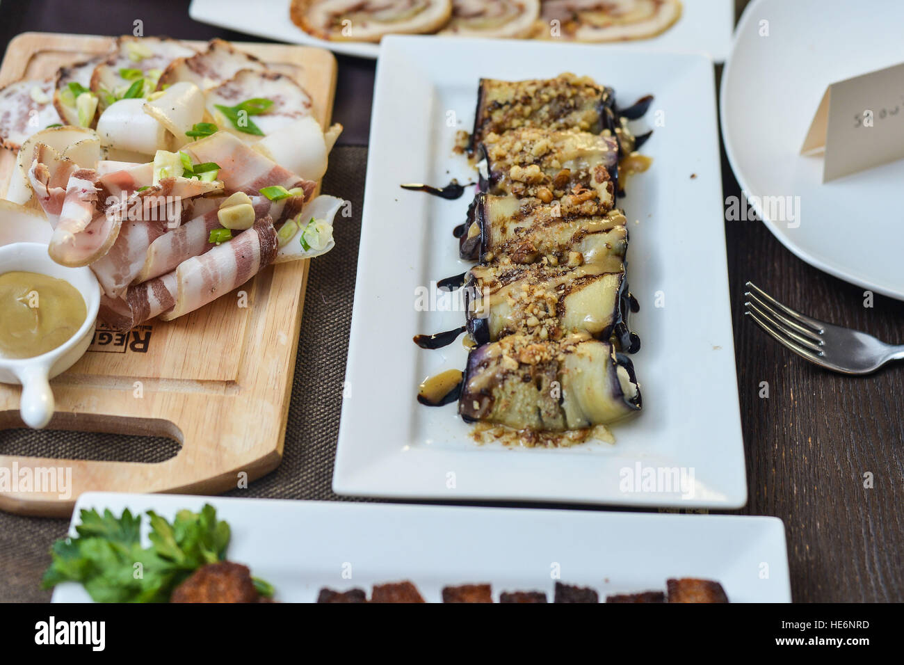 Assorted deli meats ham, sausage, salami, parma prosciutto bacon fat