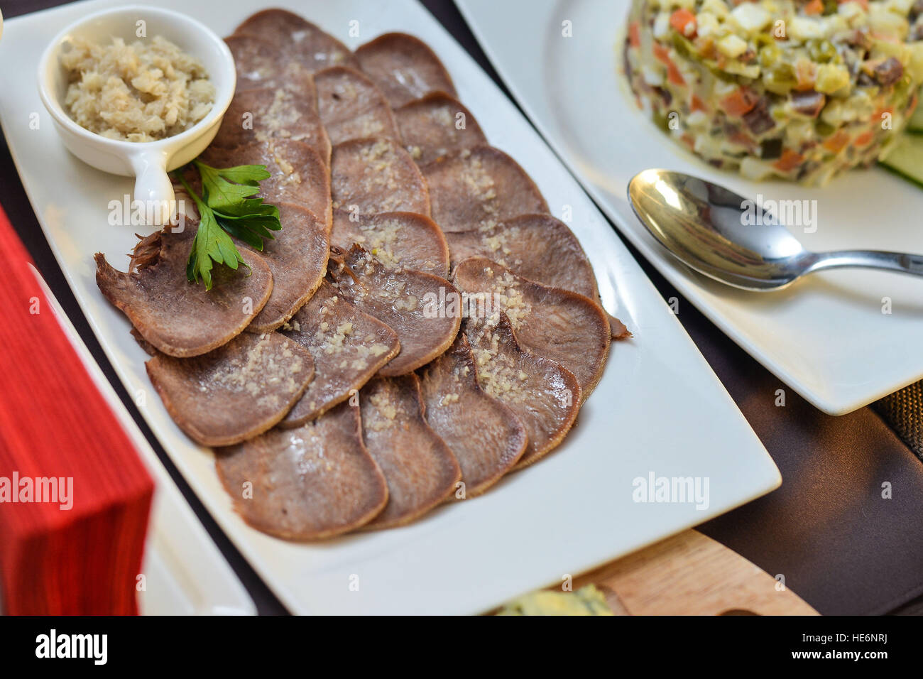 Assorted deli meats ham, sausage, salami, parma prosciutto bacon fat