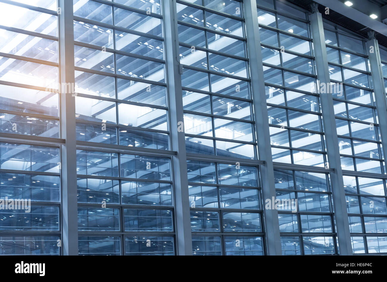 Contemporary office building blue glass wall detail Stock Photo Alamy