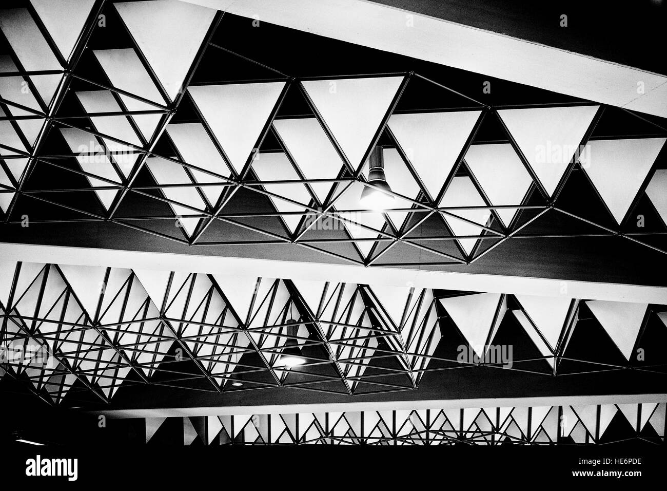 Detail of Architectural Structures in Black and White Stock Photo