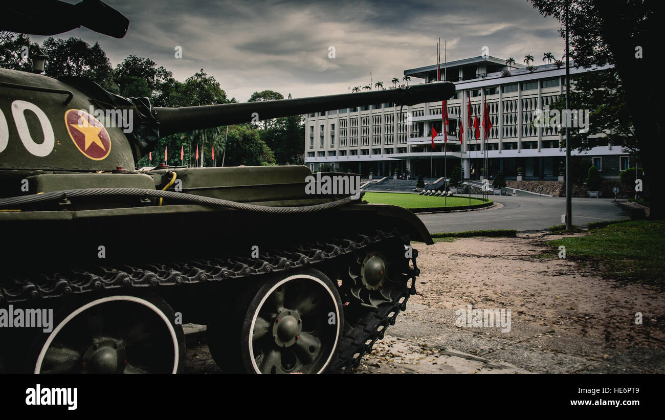 Tank outside the Independence palace in Ho Chi Mingh city, Vietnam Stock Photo