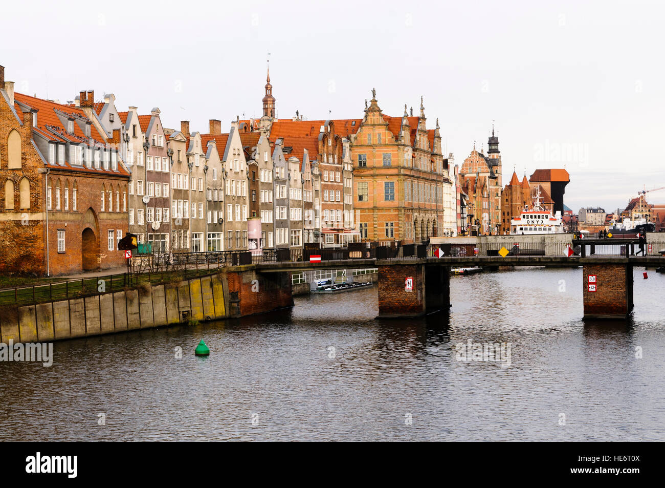 Bridge over the Motława River, Gdansk, Poland leading to Brama Krowia