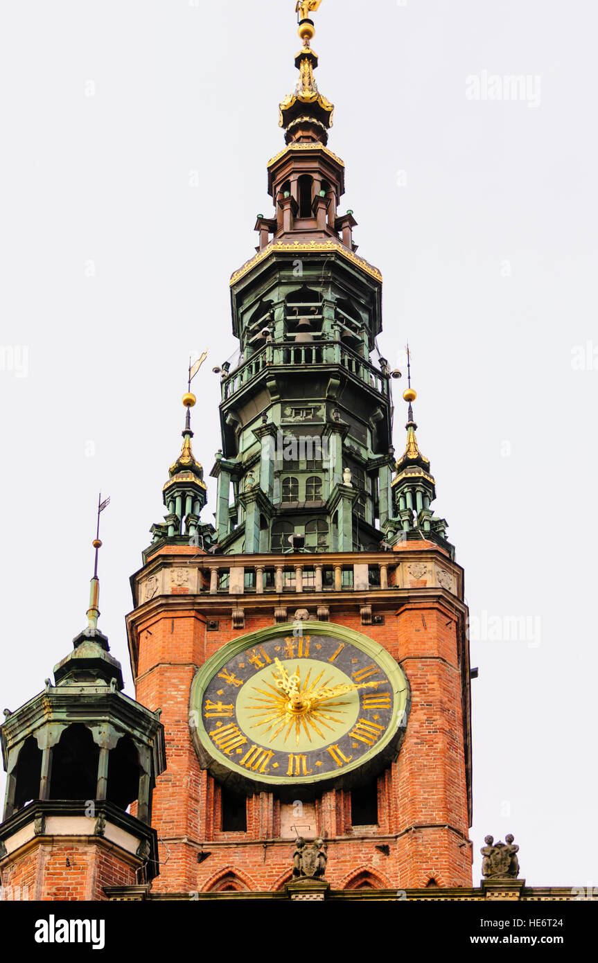 Clocktower of the Muzeum Historyczne Miasta Gdańska in Dluga, Dlugi Targ, Gdansk Stock Photo