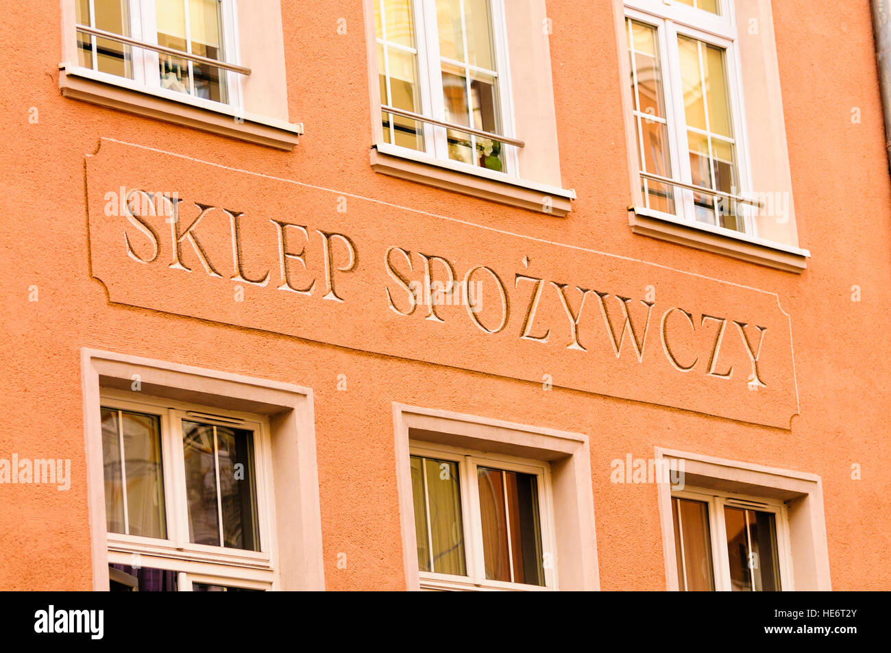 Sklep Spozywczy (Grocery Shop) in Gdansk, Poland. Stock Photo