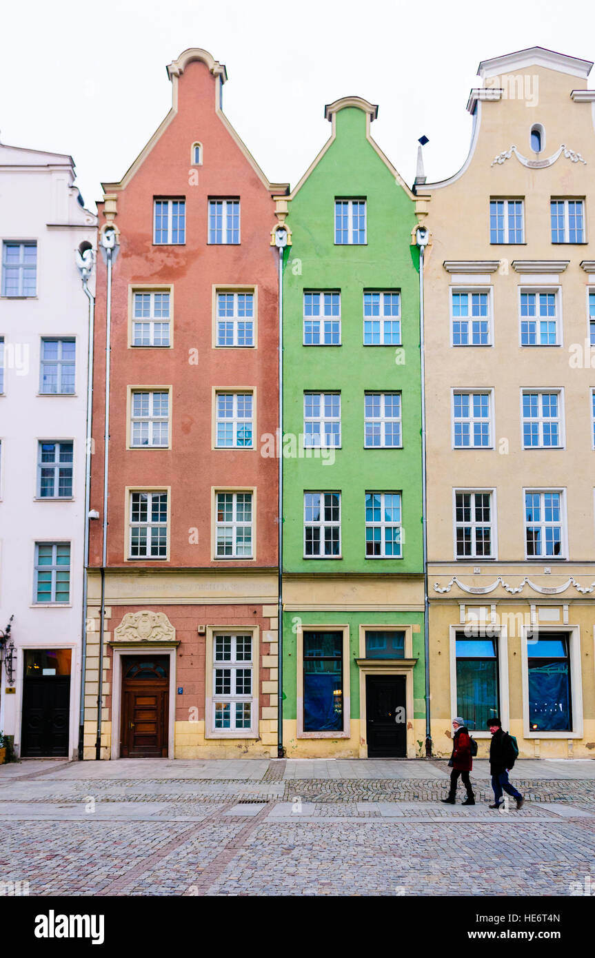Multicoloured buildings in Dluga, Dlugi Targ, Gdansk Stock Photo
