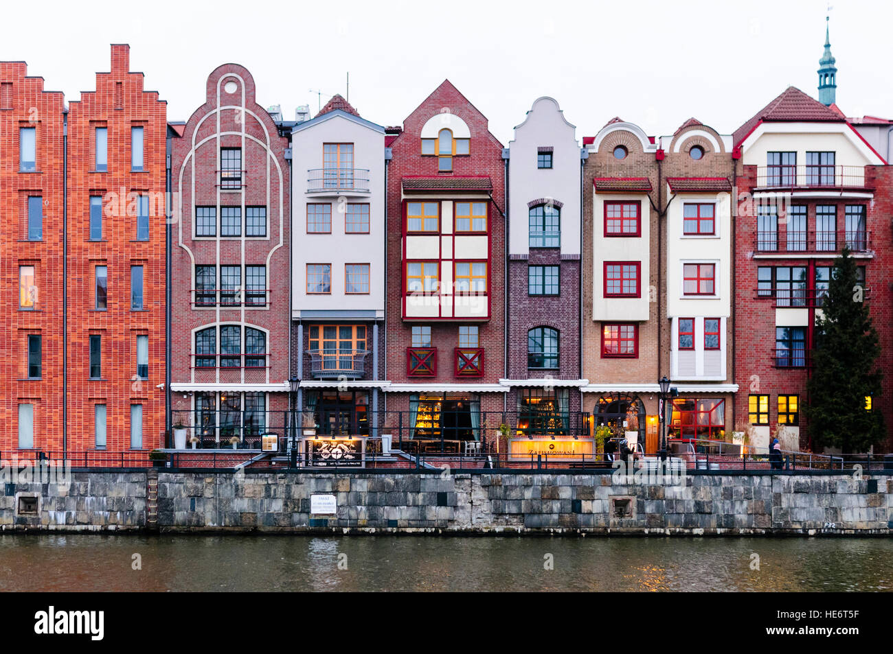 Buildings on the banks of the Motława River, Gdansk, Poland Stock Photo