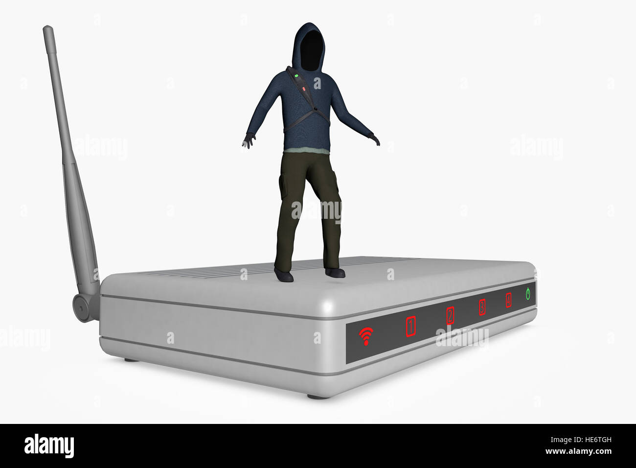 A hacker infiltrates an router Stock Photo Alamy