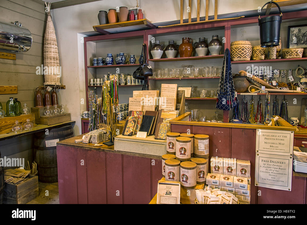 Colonial Williamsburg store interior Stock Photo Alamy