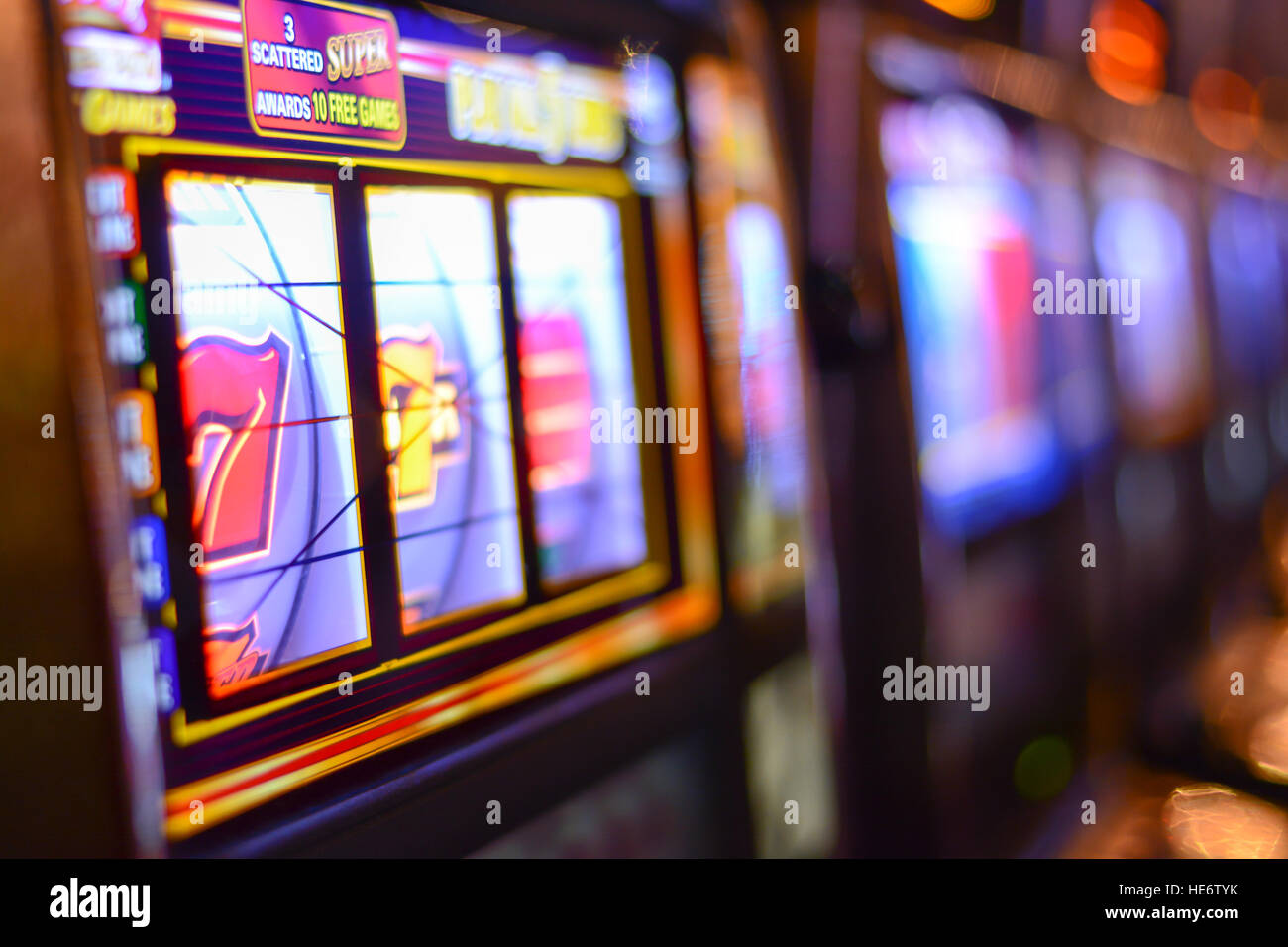 Slot machines and gambling addiction in Las Vegas Stock Photo