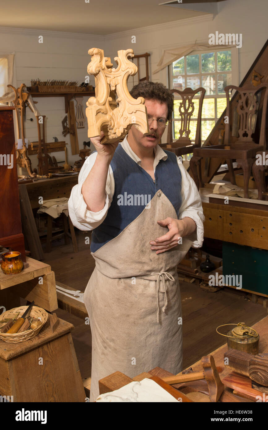 Craftsman Interpreter In Colonial Williamsburg Cabinetmaker Shop