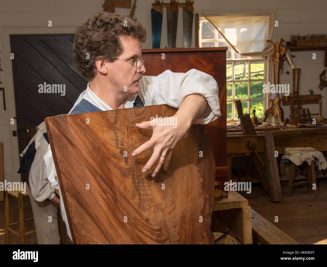 Craftsman interpreter in Colonial Williamsburg shop