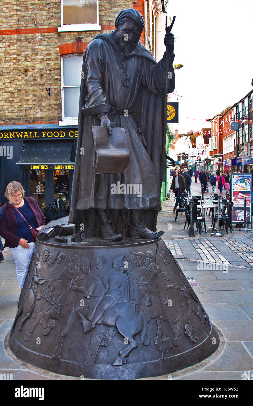 England, statue of Geoffrey Chaucer, High Street, Canterbury, Kent, Sam Holland , statue, Lynne