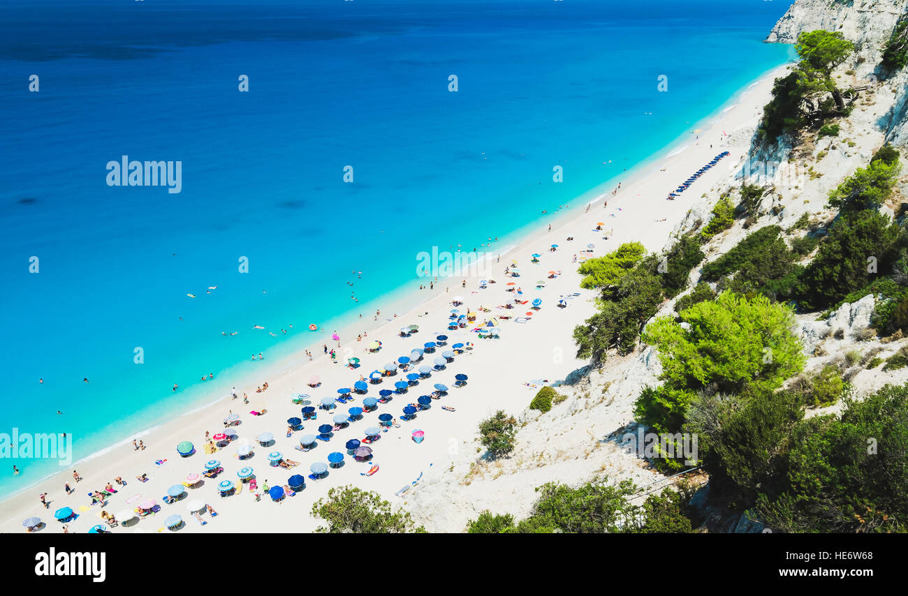 Beautiful Egremni beach on the Lefkada island, Greece Stock Photo