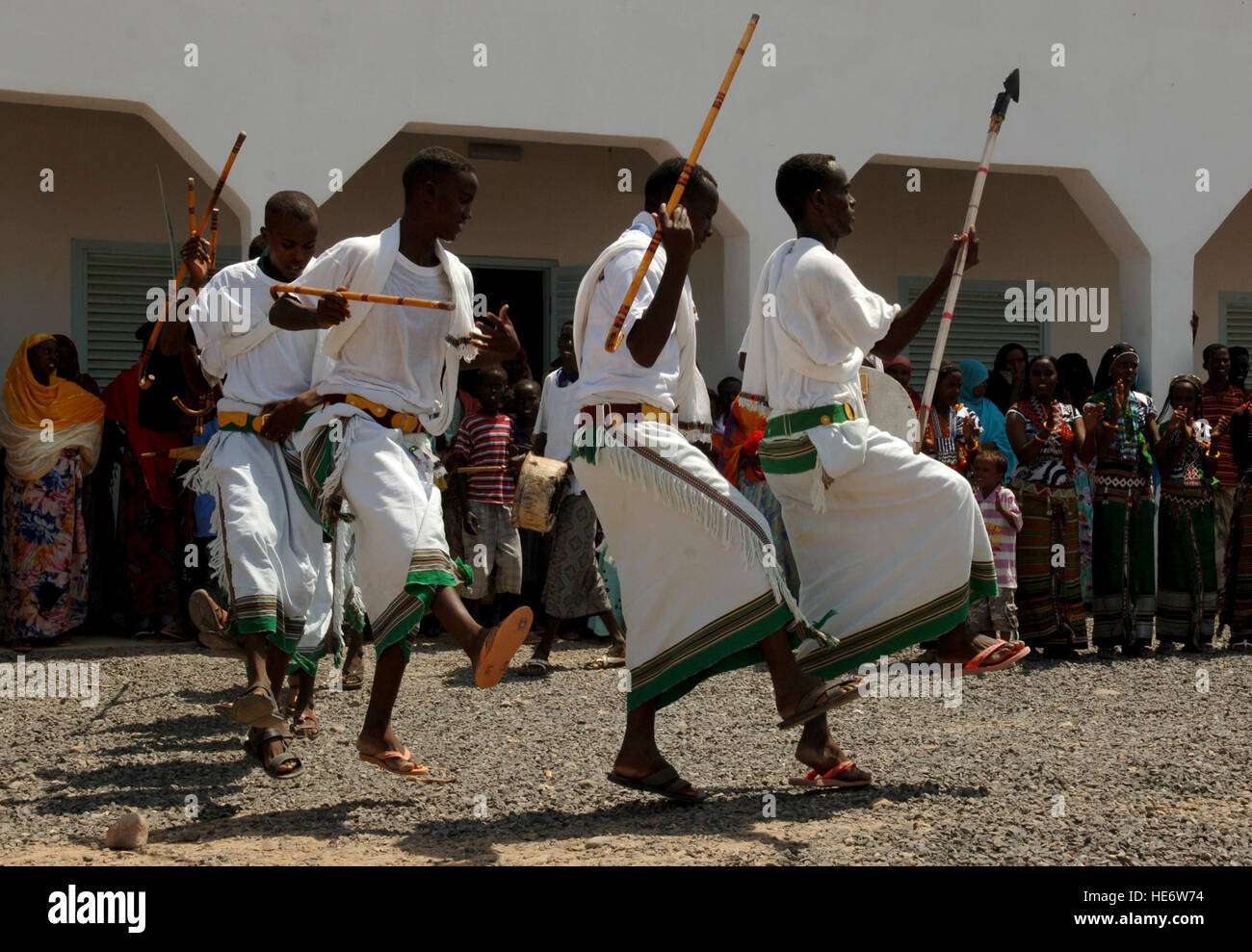 Villagers from Kontali, Djibouti, perform a traditional African