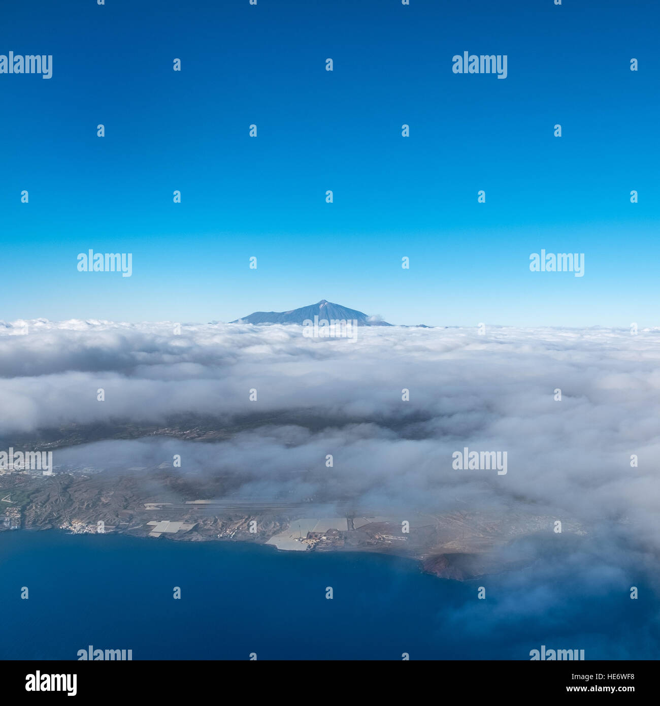 mountain summit above clouds, Pico del Teide, Tenerife Stock Photo