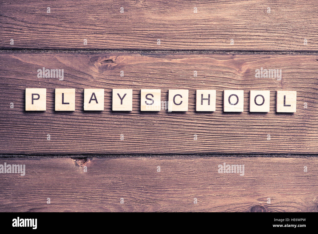 wooden elements with letter collected word playschool Stock Photo - Alamy