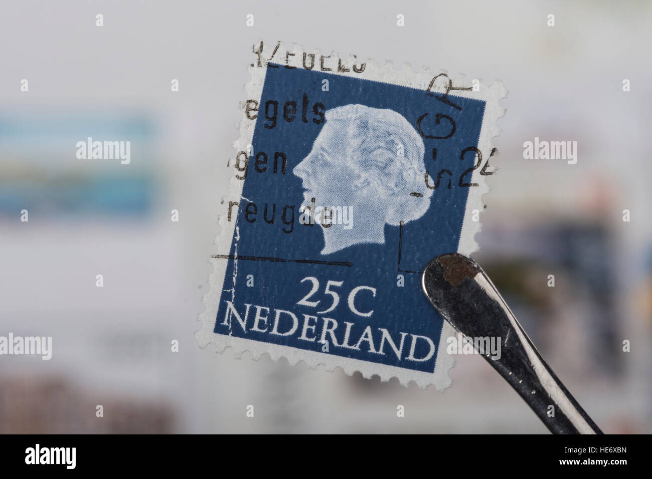An old  Dutch postage stamp. Stock Photo
