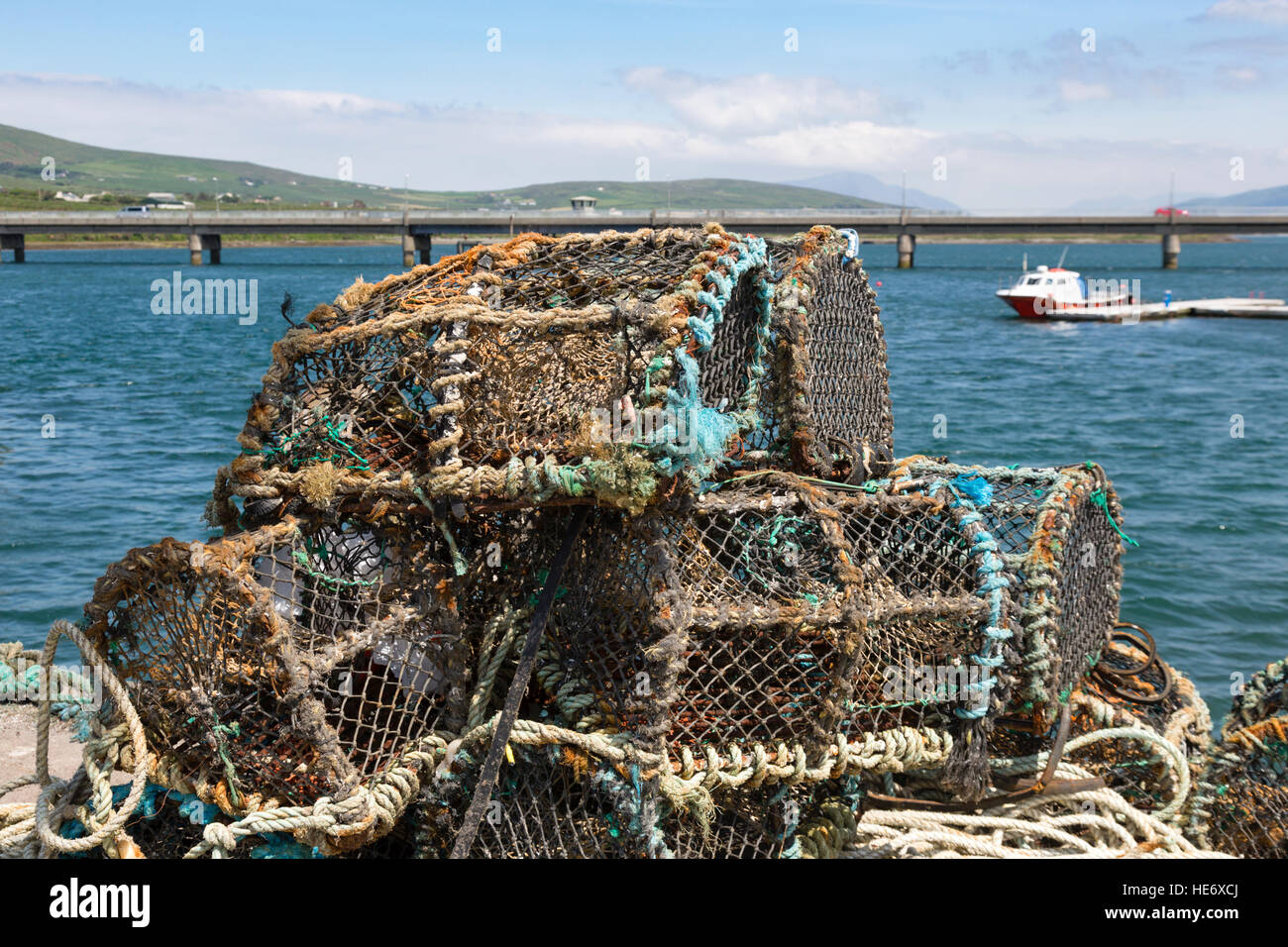 Lobster pots and fishing boats, Portmagee, Skellig ring, County Kerry