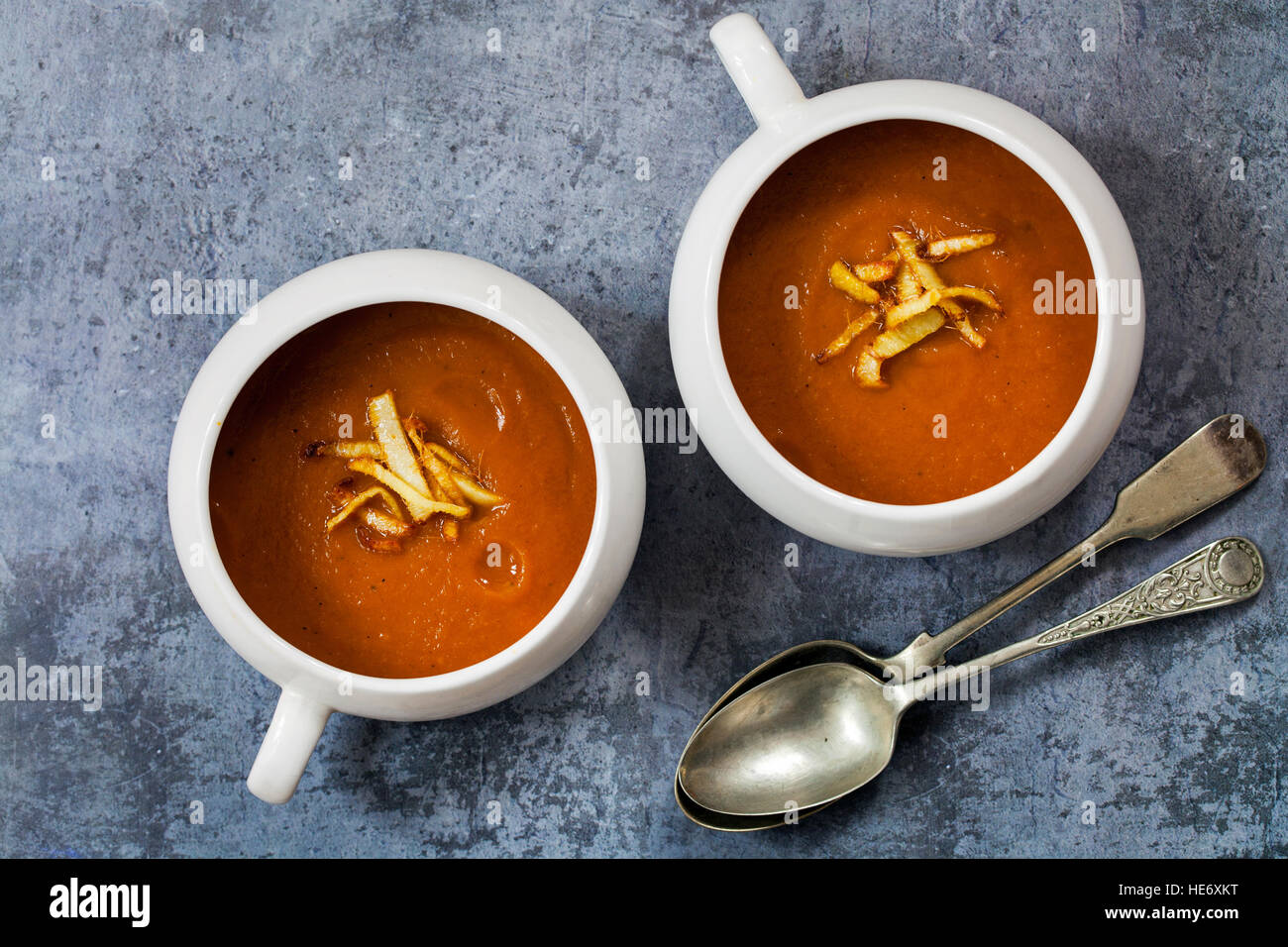Roast carrot and ginger soup Stock Photo