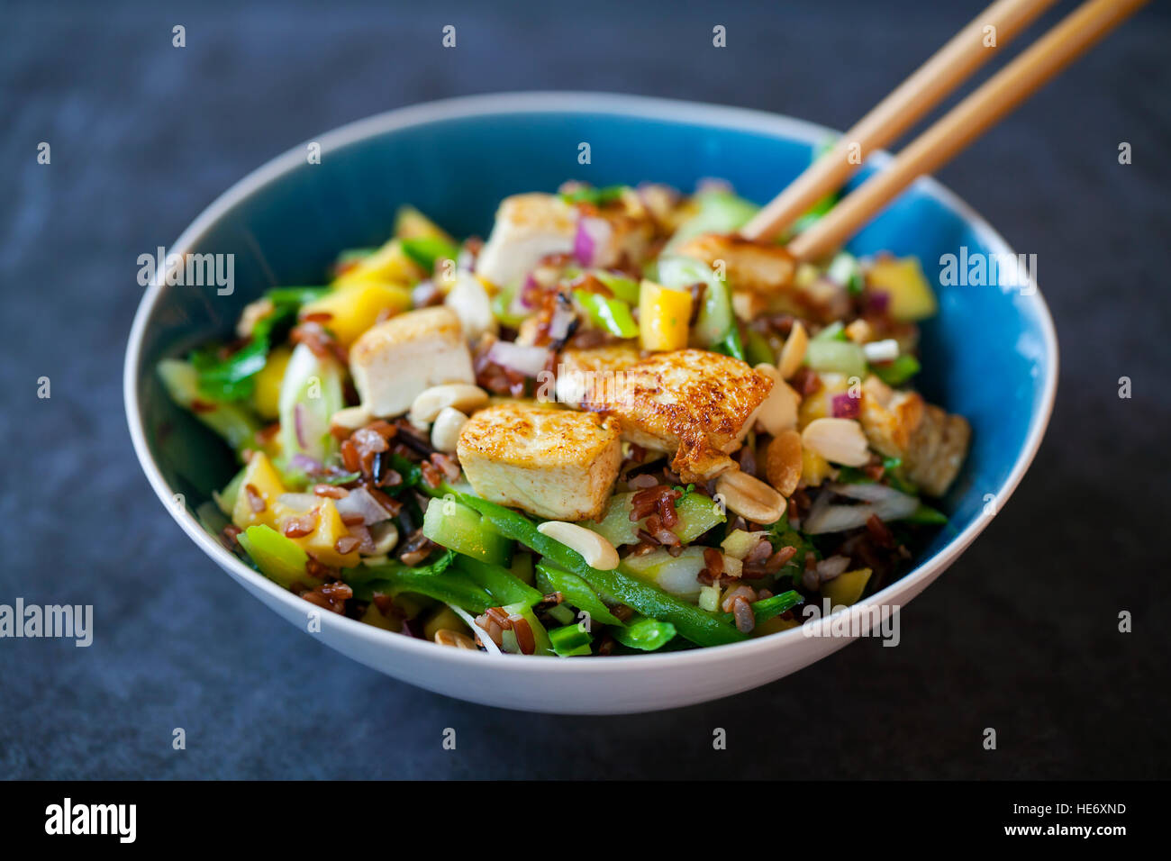 Vegan salad with tofu Stock Photo - Alamy