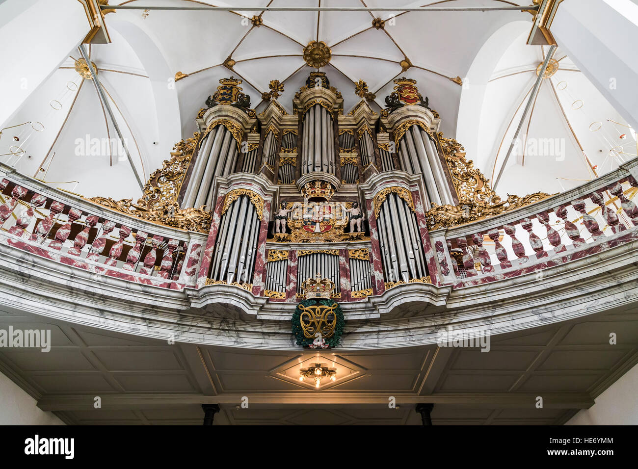 holy trinity church organ (Trinitatis Church) in Copenhagen. Denmark Stock Photo